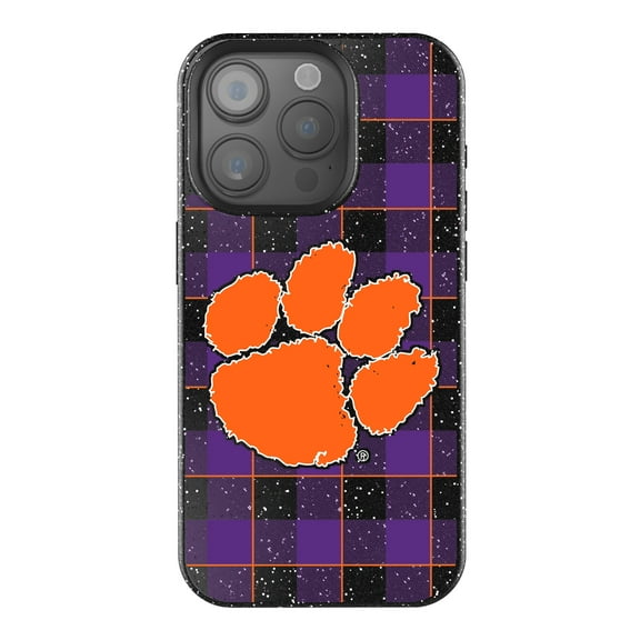 Keyscaper Clemson Tigers Plaid Bling iPhone Case