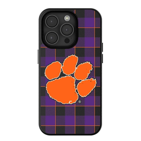 Keyscaper Clemson Tigers Plaid Magnetic Bump iPhone Case