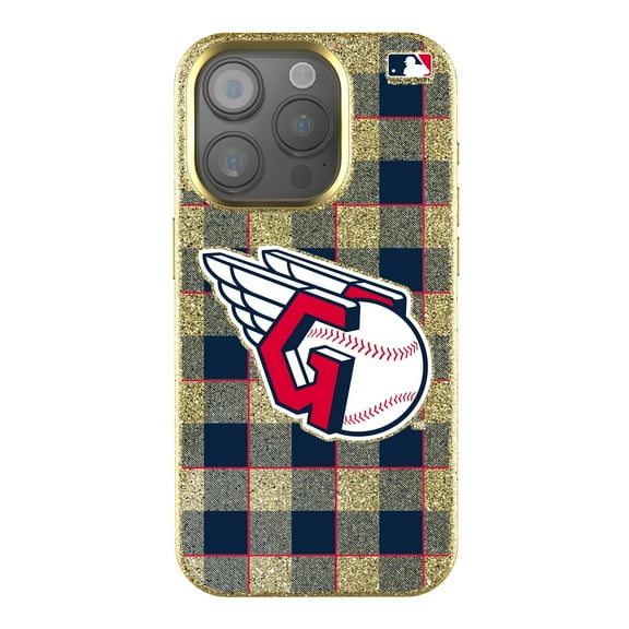 Keyscaper Cleveland Guardians Plaid Bling iPhone Case