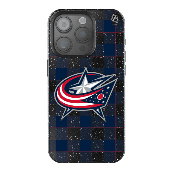 Keyscaper Columbus Blue Jackets Plaid Bling iPhone Case