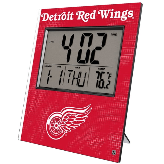 Keyscaper Detroit Red Wings Cross Hatch Digital Desk Clock