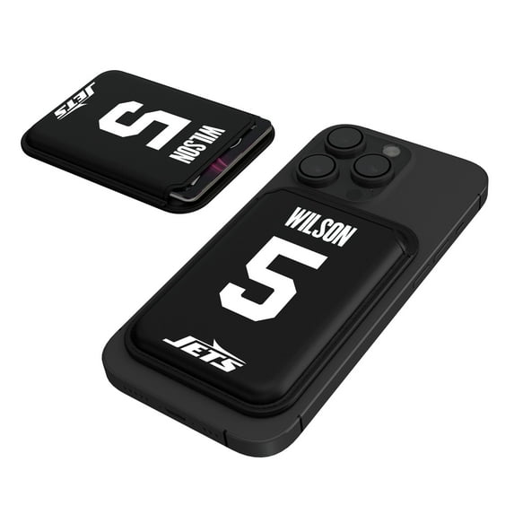 Keyscaper Garrett Wilson Black New York Jets Magnetic Credit Card Wallet