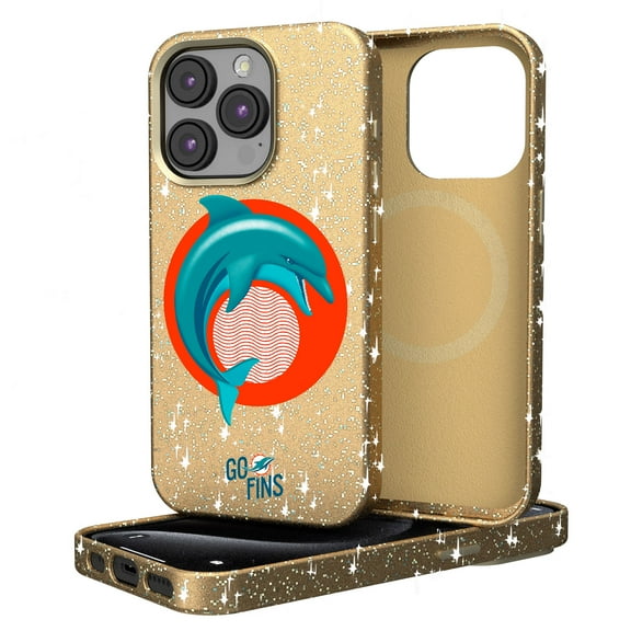 Keyscaper Gold Miami Dolphins 2024 Illustrated Limited Edition Bling iPhone Case