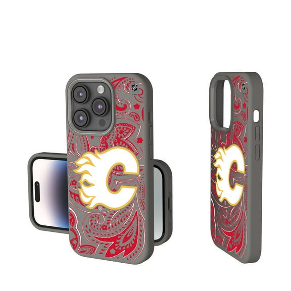 Keyscaper Gray Calgary Flames Paisley Soft Touch iPhone Case