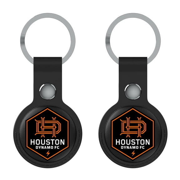 Keyscaper Houston Dynamo FC Black Leatherette AirTag Holder 2-Pack