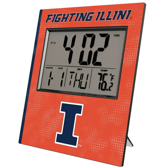 Keyscaper Illinois Fighting Illini Cross Hatch Digital Desk Clock
