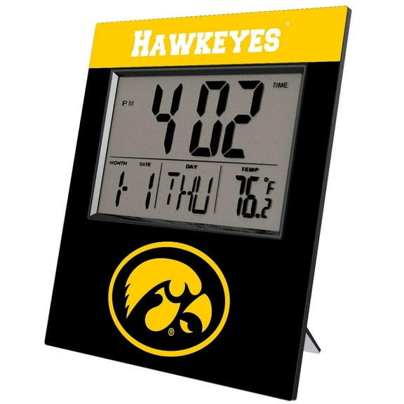 Keyscaper Iowa Hawkeyes Color Block Digital Desk Clock