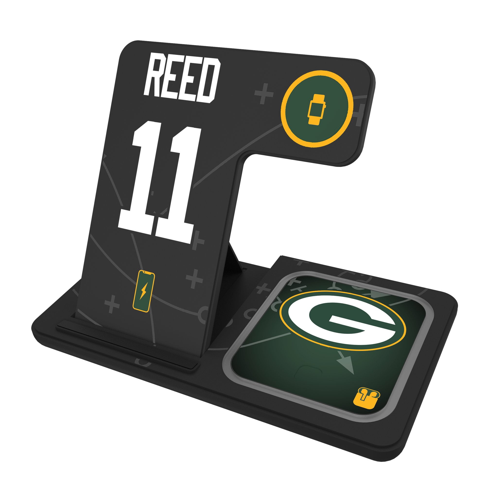 Keyscaper Jayden Reed Green Bay Packers Ready 3-in-1 Charging Station ...