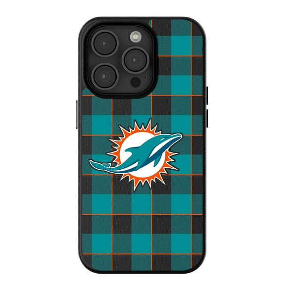 Keyscaper Miami Dolphins Plaid Magnetic Bump iPhone Case