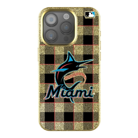 Keyscaper Miami Marlins Plaid Bling iPhone Case