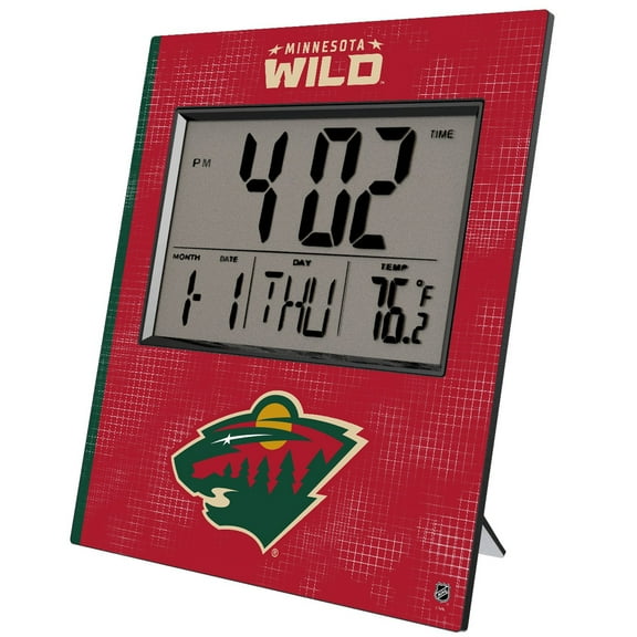 Keyscaper Minnesota Wild Cross Hatch Digital Desk Clock
