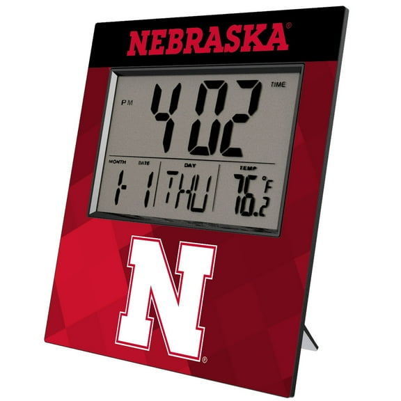 Keyscaper Nebraska Huskers Color Block Digital Desk Clock