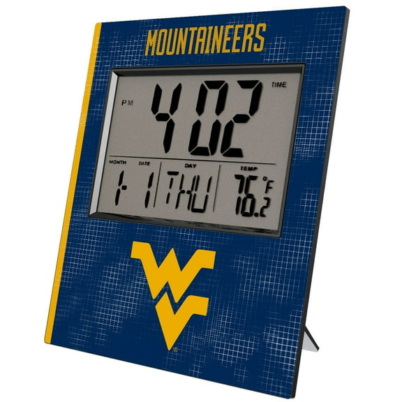 Keyscaper West Virginia Mountaineers Cross Hatch Digital Desk Clock