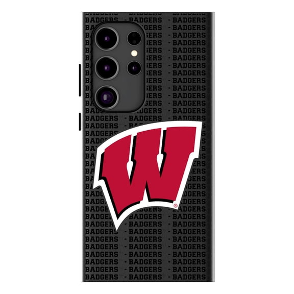 Keyscaper Wisconsin Badgers Text Backdrop Galaxy Magnetic Bump Case