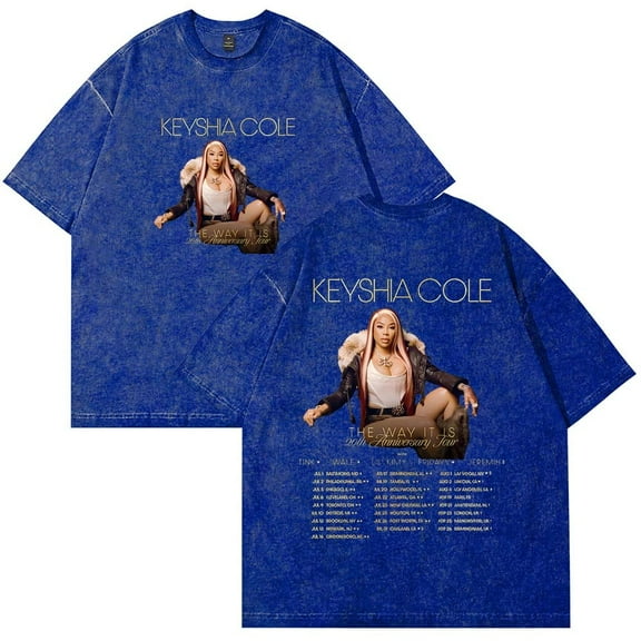 Keyshia Cole The Way It Is 20th Anniversary Tour Cotton T-shirt washed with water, unisex casual short sleeved round neck T-shirt