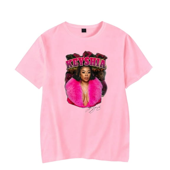 Keyshia Cole pixk T-shirt Merch print Crewneck Unisex Trend Casual Short Sleeve Top