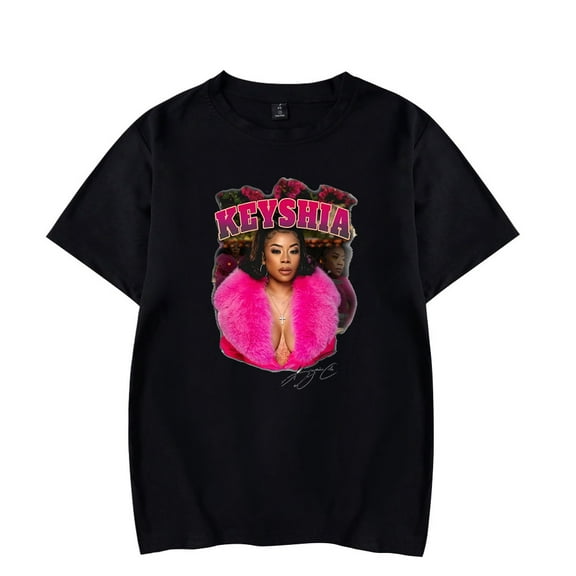 Keyshia Cole pixk T-shirt Merch print Crewneck Unisex Trend Casual Short Sleeve Top