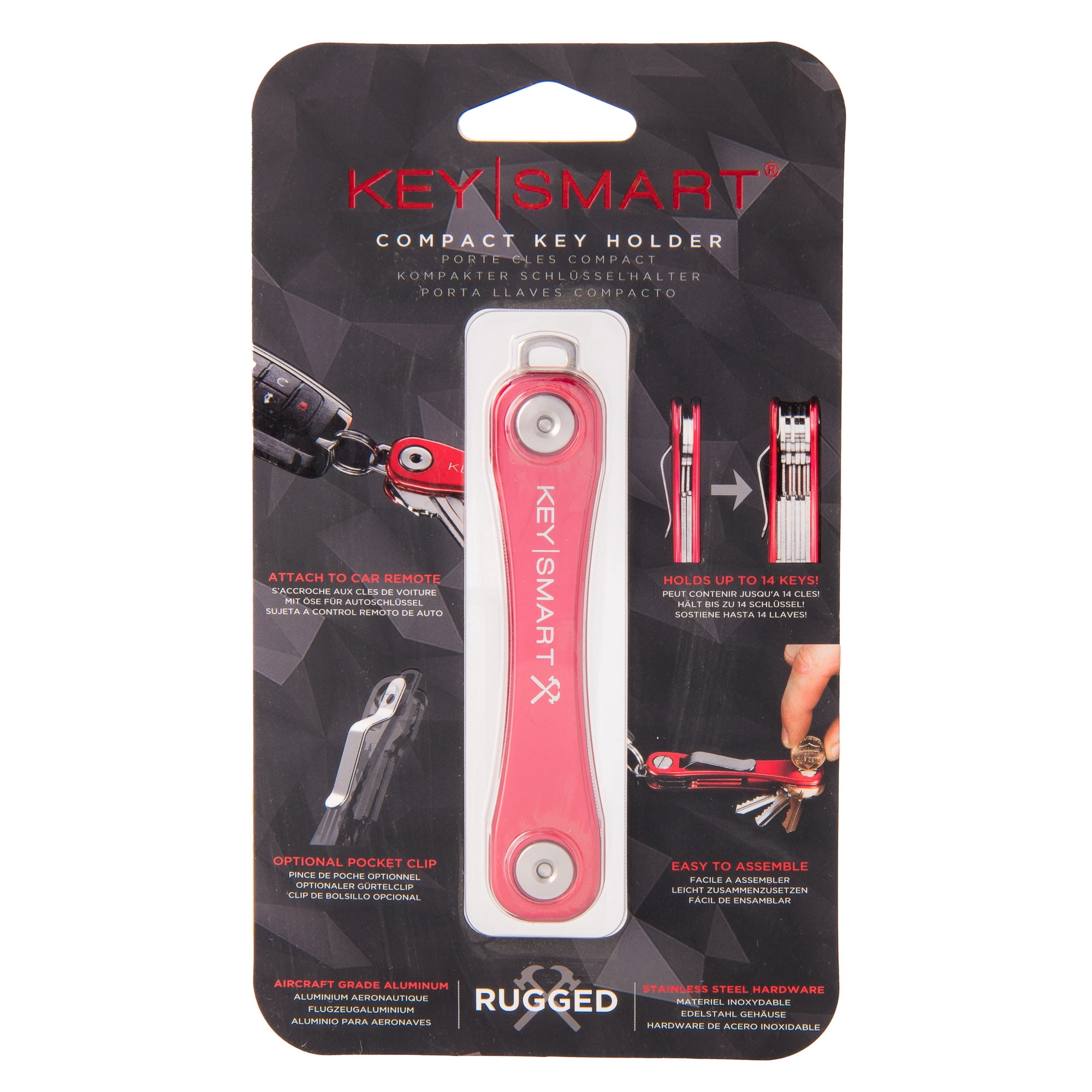 Keysmart Rugged Keysmart Rugged Extended Compact Key Holder - Red - Walmart.com