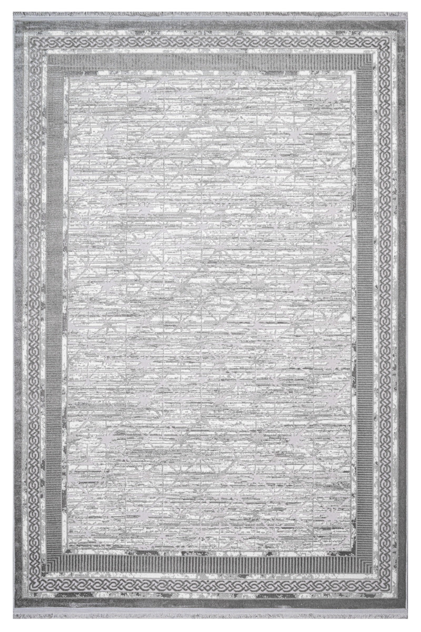 Keyster Grey Framed Acrylic Area Rugs for Living Room Jacquard Textured ...