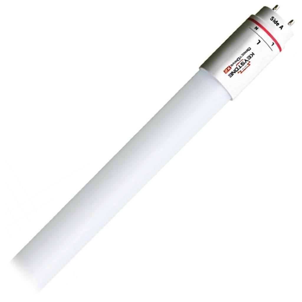 Keystone 12095 - 18.5W, 2600 Lumen, 4' 240' Beam Angle, Ballast Bypass, DLC 4.0, Coated 4 Foot LED Straight T8 Tube Light Bulb for Replacing Fluorescents