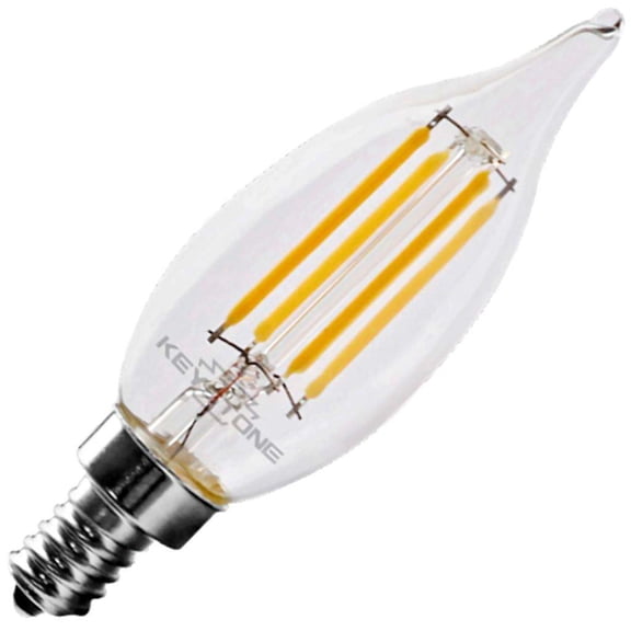 Keystone 12366 - 40W Equiv., 4W, 350 Lumen, CA11, E12, 90 CRI, Dimmable Candle Tip LED Light Bulb