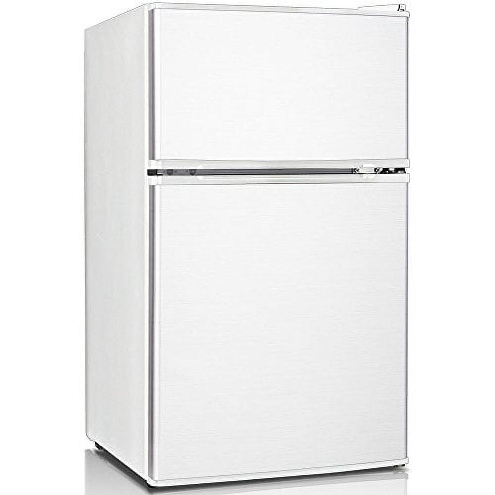 Moosoo 1.6 CU.FT Mini Refrigerator with Freezer, Mini Fridge for Bedroom, Reversible Door Perfect for Room and Office, Adjustable Temperature, Silver