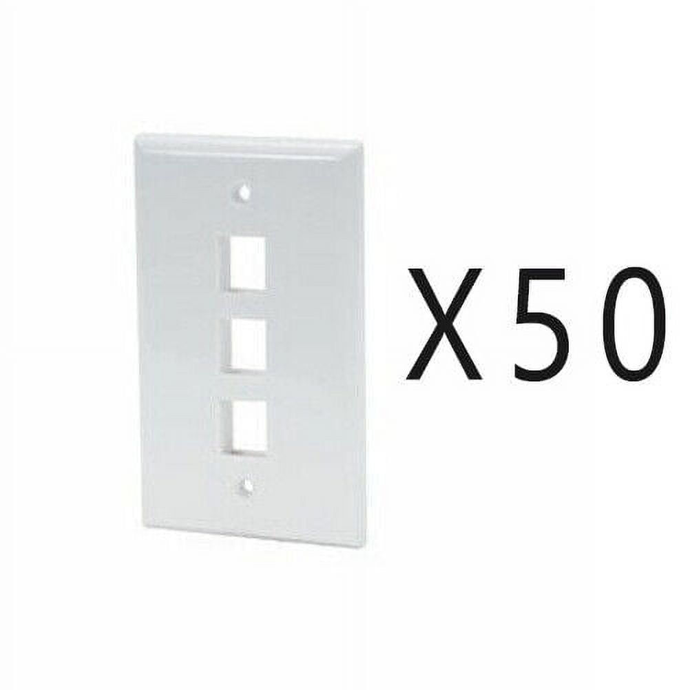Keystone 3 Hole Port Jack Wall Face Plate Network CAT5e CAT6 White 50