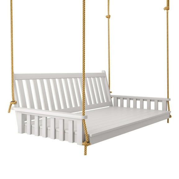 Keystone Amish Co. 4 Foot Franklin Porch Swing Bed with Ropes, White Paint