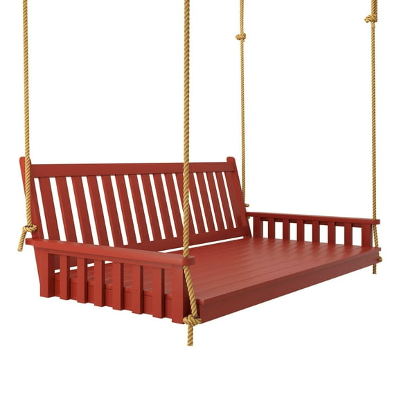 Keystone Amish Co. 5 Foot Franklin Porch Swing Bed with Ropes, Red Paint