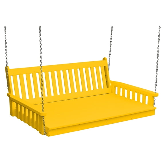 Keystone Amish Co. 6 Foot Franklin Recycled Plastic Swing Bed with Ropes, Lemon Yellow