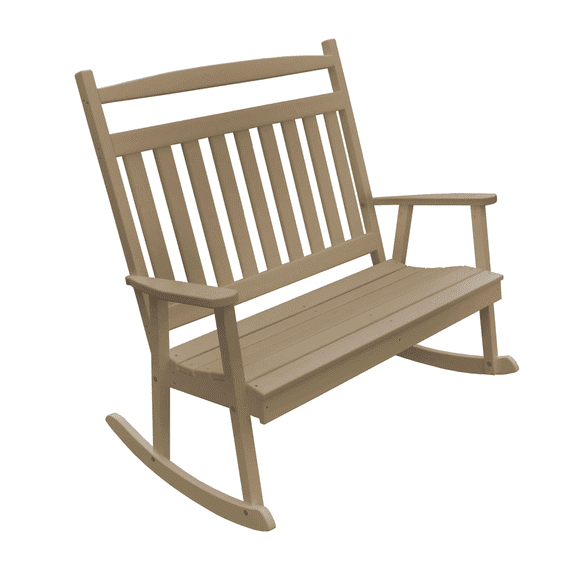 Keystone Amish Co. Classic Poly Composite Double Rocker, 4-Foot, Weathered Wood