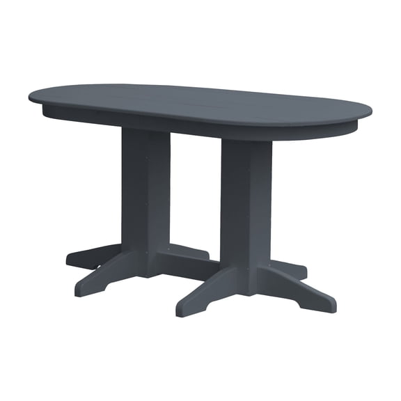 Keystone Amish Co. Poly Composite Oval Dining Table, 5-Foot, Dark Grey