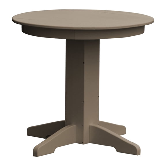 Keystone Amish Co. Poly Composite Round Dining Table, 33 in., Weathered Wood