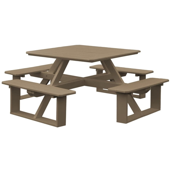 Keystone Amish Co. Poly Composite Square Walk-In Table, 44 in., Weathered Wood