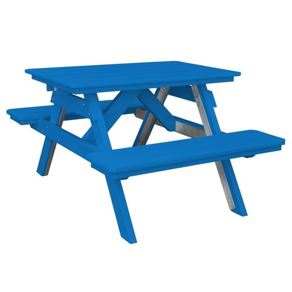 Keystone Amish Co. Poly Composite Table with attached Benches, 4-Foot, Blue