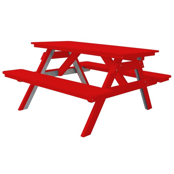 Keystone Amish Co. Poly Composite Table with attached Benches, 5-Foot, Bright Red