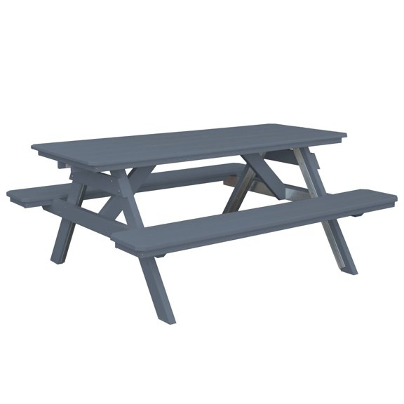 Keystone Amish Co. Poly Composite Table with attached Benches, 6-Foot, Dark Grey
