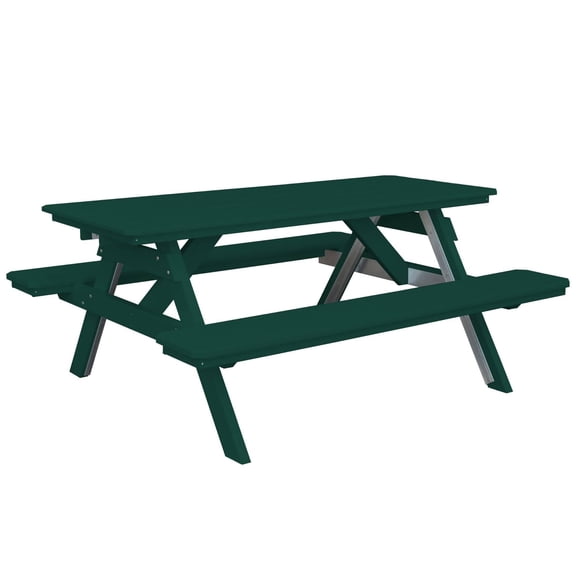 Keystone Amish Co. Poly Composite Table with attached Benches, 6-Foot, Turf Green