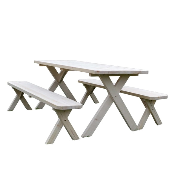 Keystone Amish Co. Spruce Crossleg Outdoor Dining Set, 4-Foot, Unfinished