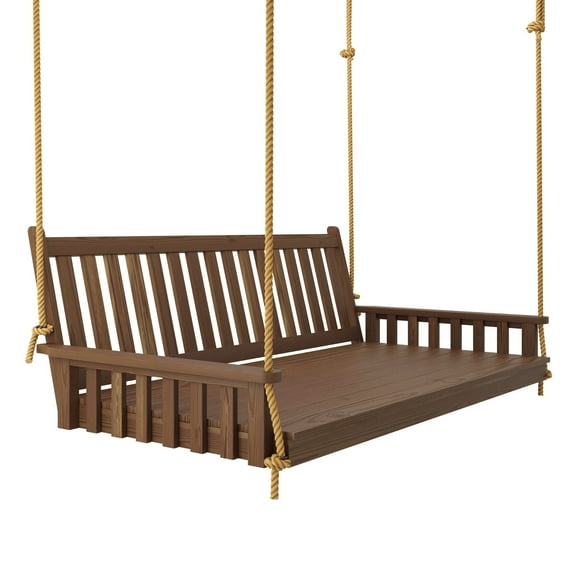 Keystone Amish Co. Twin Franklin Porch Swing Bed with Ropes, Mushroom Stain