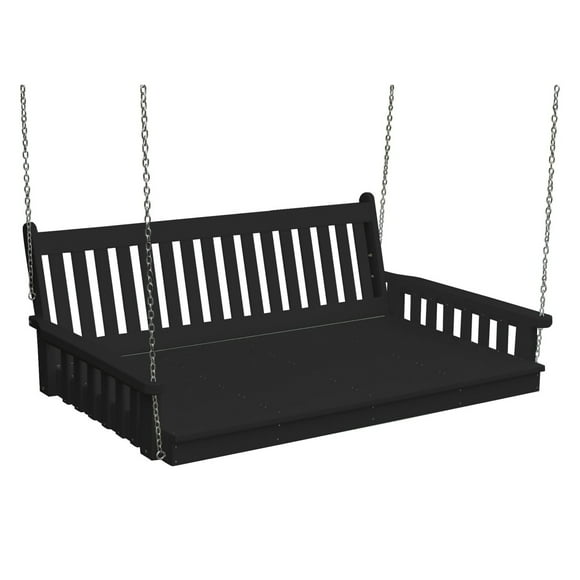 Keystone Amish Co. Twin Franklin Recycled Plastic Swing Bed with Ropes, Black