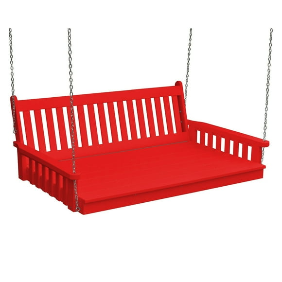 Keystone Amish Co. Twin Franklin Recycled Plastic Swing Bed with Ropes, Bright Red