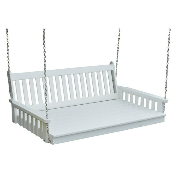 Keystone Amish Co. Twin Franklin Recycled Plastic Swing Bed with Ropes, Bright White