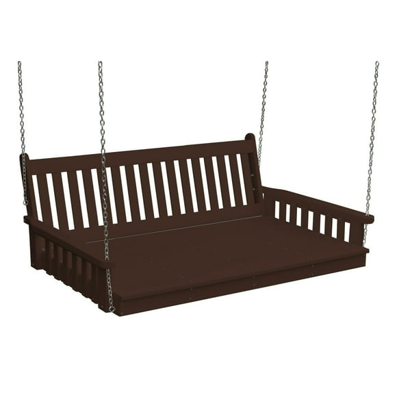 Keystone Amish Co. Twin Franklin Recycled Plastic Swing Bed with Ropes, Tudor Brown
