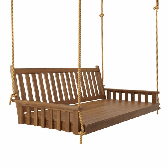 Keystone Amish Co. Twin Franklin Red Cedar Swing Bed with Ropes, Mushroom Stain