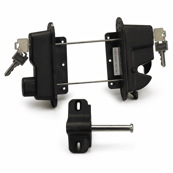 Keystone Black Nylon Polymer Key-Lockable Gate Latch, 2 Sided Keyed Alike