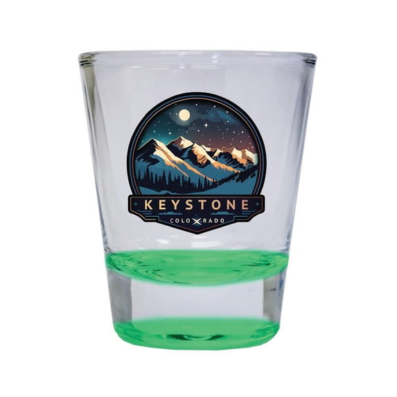 Keystone Colorado Design B Souvenir 2 oz Round Shot Glass Green
