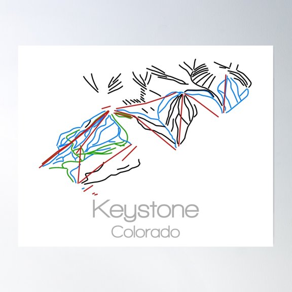 Keystone Colorado Tail Map Ski Snowboard Colorado Mountain Poster Wall Art Home Decor Office Wall Art