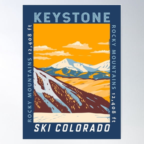 Keystone Colorado Winter Resort Distressed Poster Wall Art Modern Wall Decor