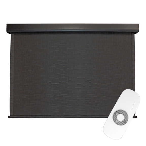 Keystone Fabrics Motorized PVC Outdoor Patio Sun Shade 4ft Wide (Dark Brown)